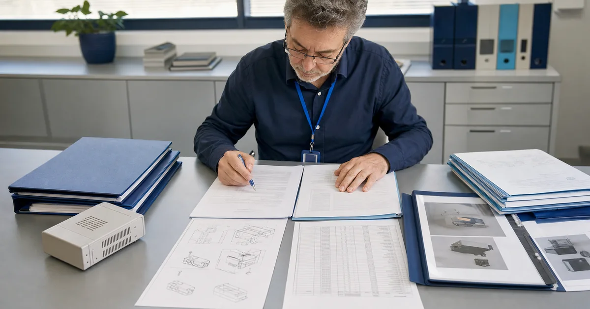 Especialista do OCP avaliando documentação técnica de certificação INMETRO