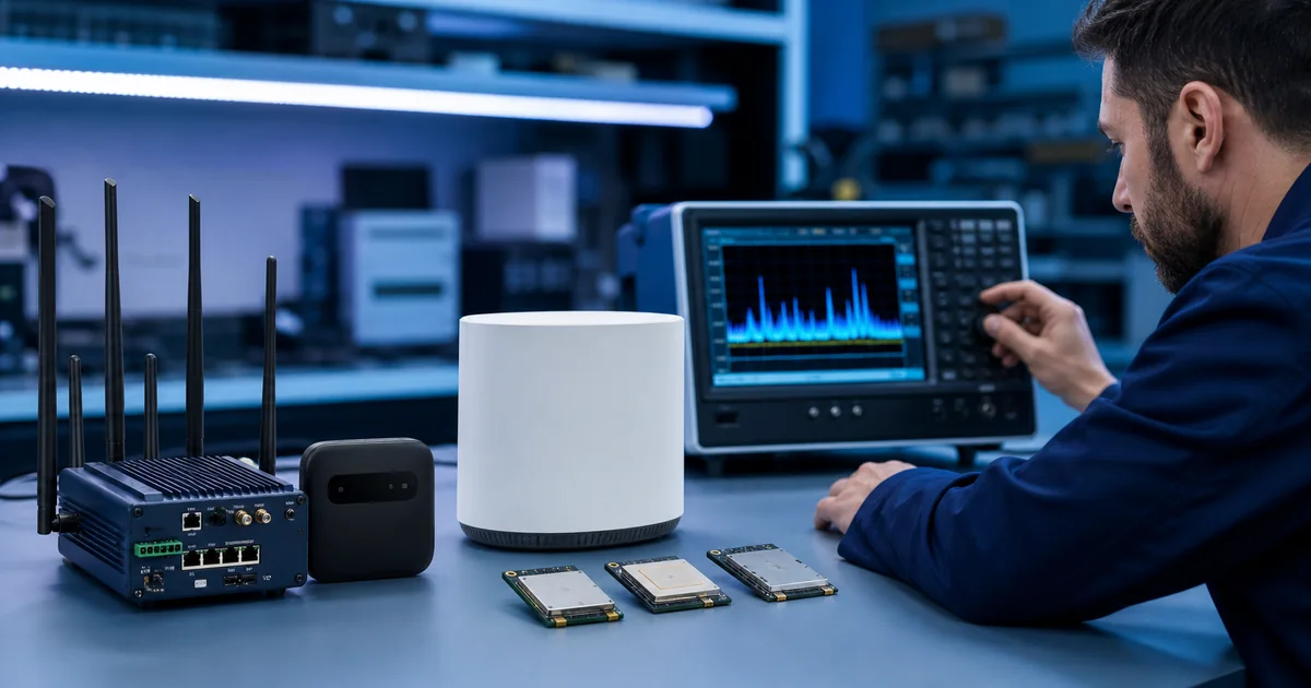 Modems 4G e 5G, roteador celular e módulos de rádio em avaliação técnica