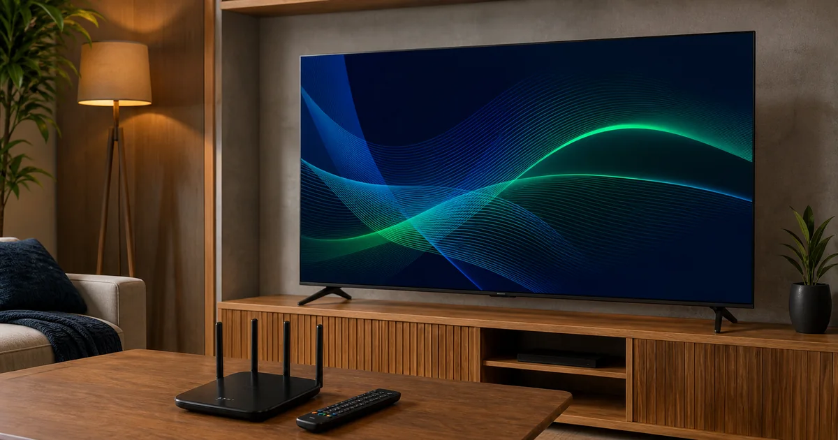 Smart TV conectada a roteador por tecnologias Wi-Fi e Bluetooth