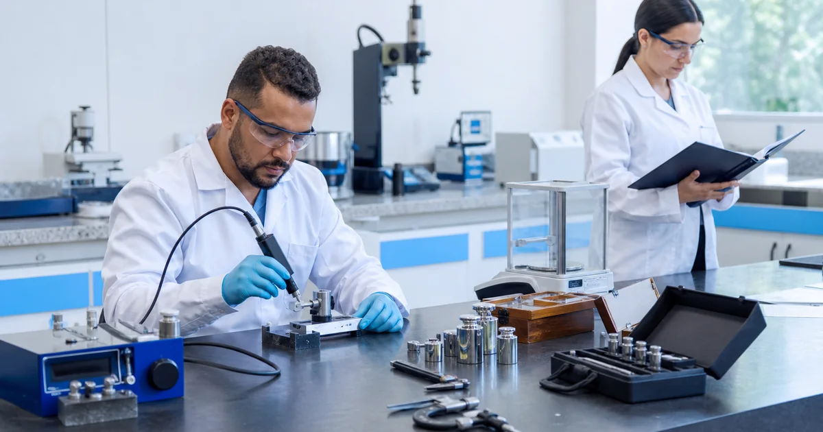 Laboratório realizando ensaio e calibração conforme a ISO IEC 17025