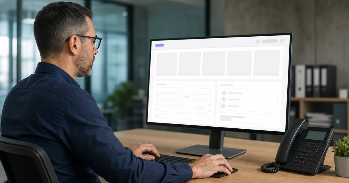 Profissional usando portal digital para processo de homologação de produto