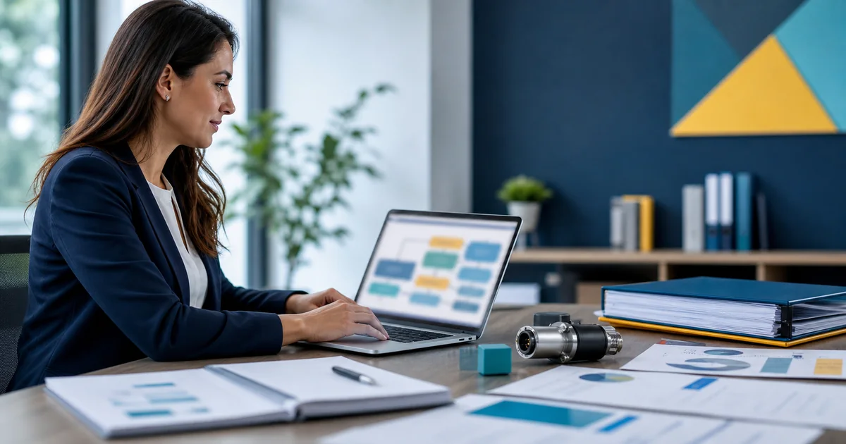 Profissional organizando solicitação online de avaliação da conformidade