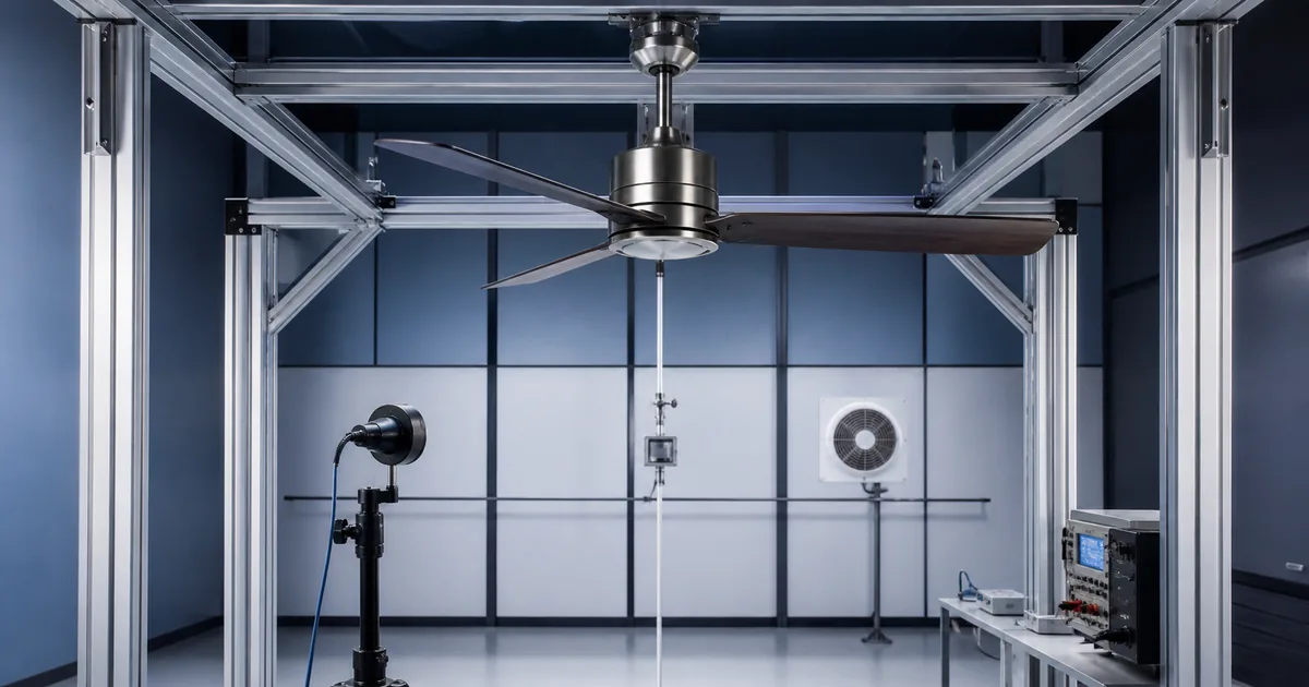 Ventilador de teto em estrutura laboratorial para medição de desempenho