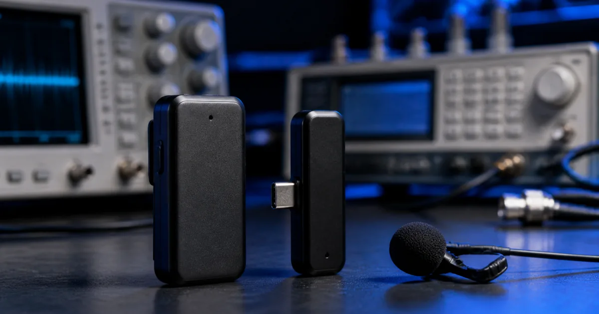 Kit de microfone de lapela sem fio em laboratório de radiofrequência