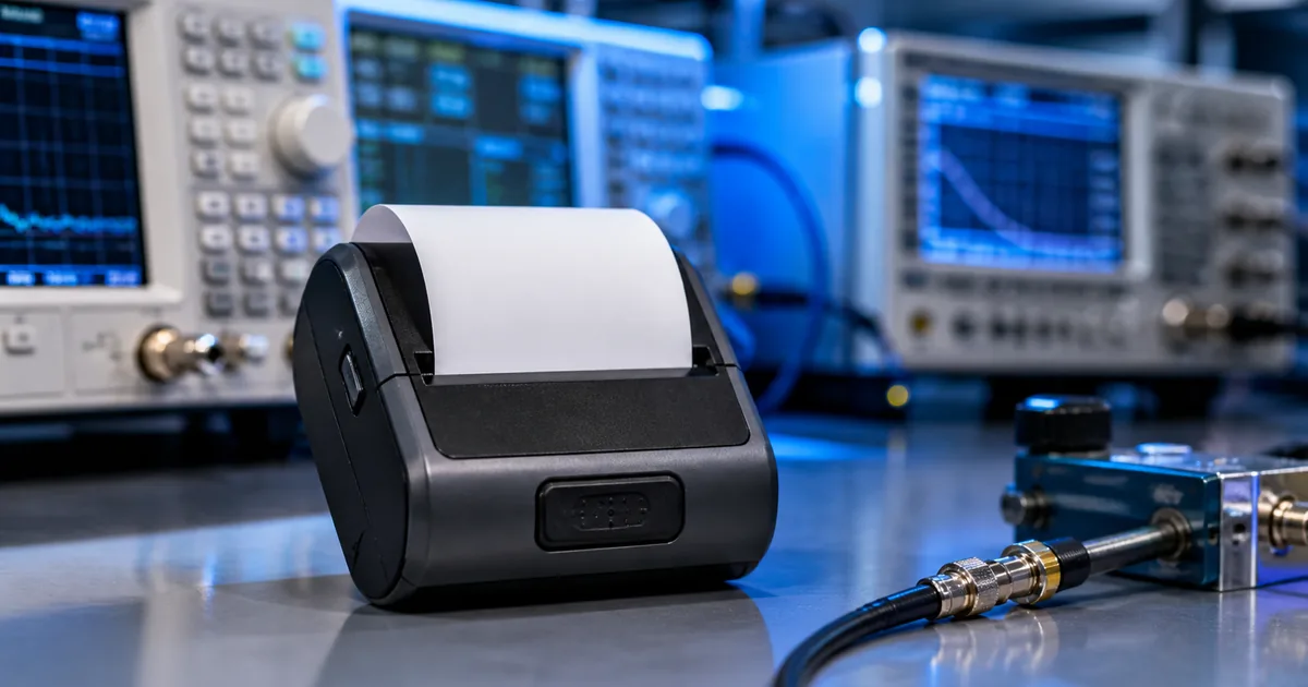 Mini impressora térmica Bluetooth em laboratório de radiofrequência