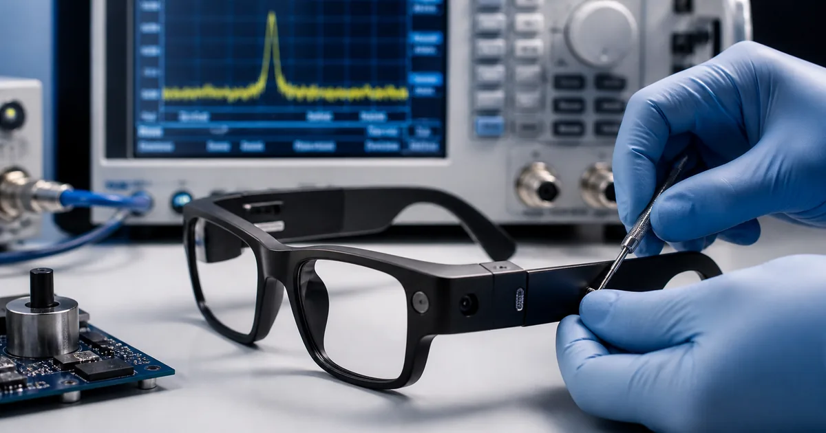 Óculos inteligentes genéricos em laboratório de radiofrequência