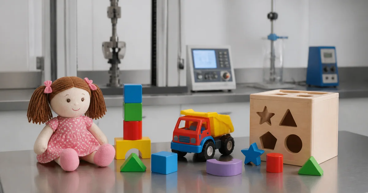 Brinquedos em laboratório para avaliação conforme a Portaria Inmetro 302/2021